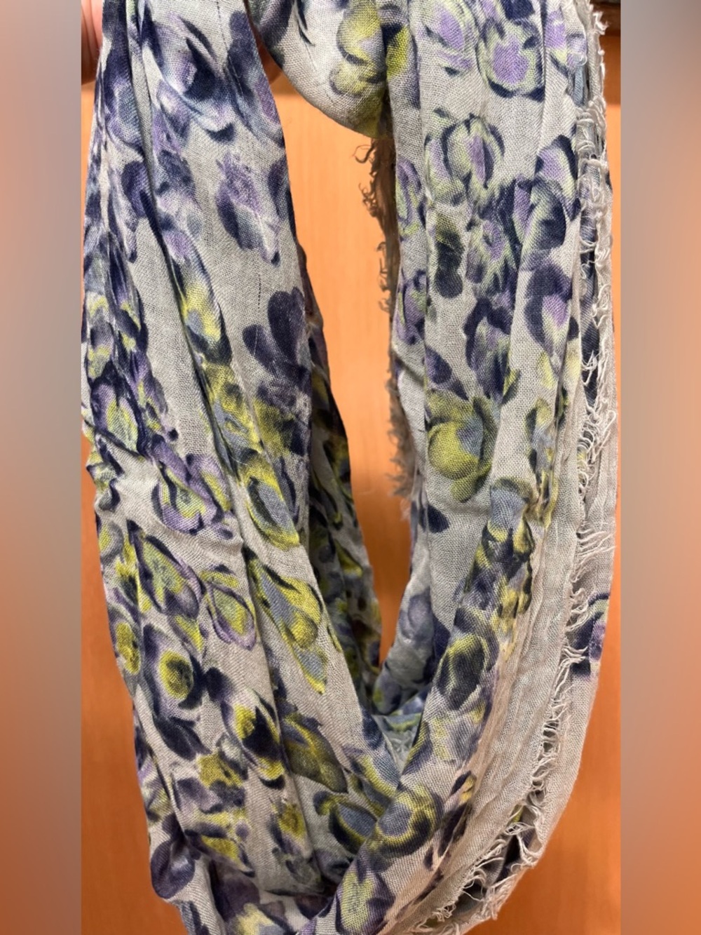 BCBGMaxAzria Infinity Scarf with Yellow and Purple Floral Print